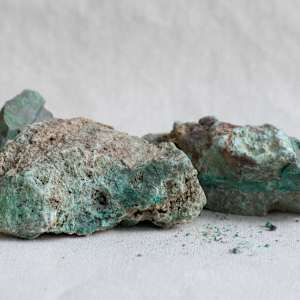 Black Copper Oxide Glaze by emma estelle chambers  Image: Copper ore, collected by the Arkansas Geological Survey, calcine fired to 1200F to create black copper oxide