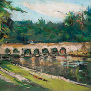 Bridge and Dam at Cumberland Mountain State Park, Tennessee by Miriam McClung