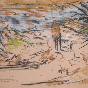 Man Feeding the Geese in Kingsport, Tennessee by Miriam McClung