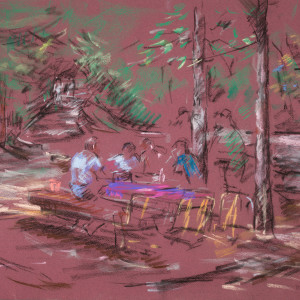 Workmen Having Lunch by Miriam McClung