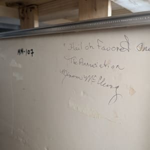 The Annunciation or Hail Oh Favored One by Miriam McClung  Image: Back of work with artist notes.