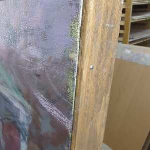 Wedding at the Botanical Gardens by Miriam McClung  Image: Corner of work. Wood strips. Not color correct.