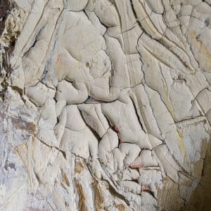 White Abstract by Miriam McClung  Image: Front. Condition 1. Cracking. Not color correct.