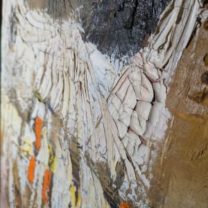 White Abstract by Miriam McClung  Image: Back. Condition 5. Cracked paint.