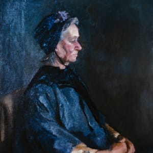 Portrait of an Elderly Woman with Blue Hat by Miriam McClung 