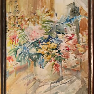 Flowers in a White Bucket by Miriam McClung 