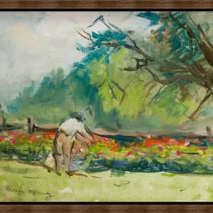 Woman Tending Zinnias by Miriam McClung  Image: Optional frame (add $115).