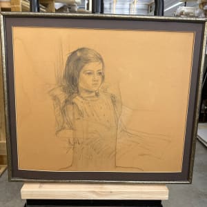 Little Girl in the Chair by Miriam McClung  Image: Front. Framed. Not color correct.