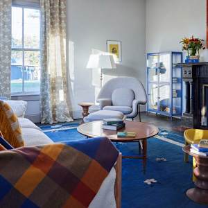 Orange Abstract by Miriam McClung  Image: A reproduction of Miriam's 1959 work "Orange Abstract" on HGTV's Cheap Old Houses which aired in Season 1 Episode 4 “Harmonious Old Home” which aired Jun 11, 2024.