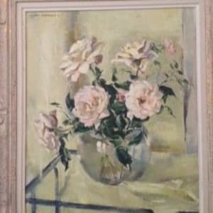 White Roses in a Glass Bowl by Nan Greacen