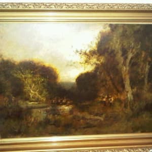 Figures Along a Wooded Stream by William Keith