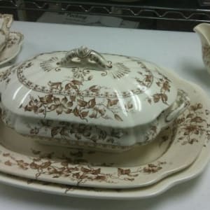 Serving set of 6 with Brown Leaf Design by Edge Malkin