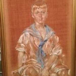 portrait of a young boy with blue collar by robert reid