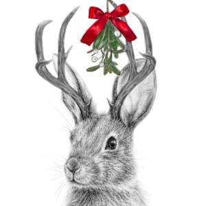 Christmas Cottontail Jackelope by Sarah Jaynes
