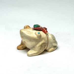 Thelma Sheche (1928 - 2023) and Aaron Sheche (1910 - 2002)  Frog, Travertine with Bundle by Thelma Sheche (1928 - 2023) and Aaron Sheche (1910 - 2002) Sheche  Image: Frog, Thelma (d) and Aaron Sheche (d) Travertine with Bundle 