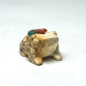 Thelma Sheche (1928 - 2023) and Aaron Sheche (1910 - 2002)  Frog, Travertine with Bundle by Thelma Sheche (1928 - 2023) and Aaron Sheche (1910 - 2002) Sheche  Image: Frog, Thelma (d) and Aaron Sheche (d) Travertine with Bundle 