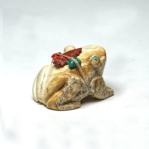 Thelma Sheche (1928 - 2023) and Aaron Sheche (1910 - 2002)  Frog, Travertine with Bundle by Thelma Sheche (1928 - 2023) and Aaron Sheche (1910 - 2002) Sheche  Image: Frog, Thelma (d) and Aaron Sheche (d) Travertine with Bundle 