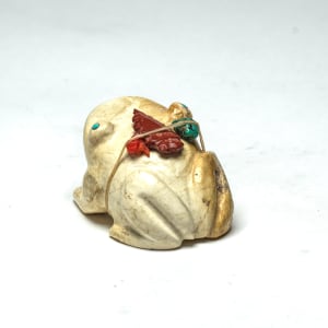 Thelma Sheche (1928 - 2023) and Aaron Sheche (1910 - 2002)  Frog, Travertine with Bundle by Thelma Sheche (1928 - 2023) and Aaron Sheche (1910 - 2002) Sheche  Image: Frog, Thelma (d) and Aaron Sheche (d) Travertine with Bundle 