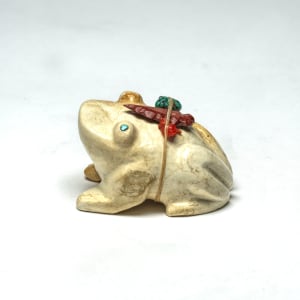 Thelma Sheche (1928 - 2023) and Aaron Sheche (1910 - 2002)  Frog, Travertine with Bundle by Thelma Sheche (1928 - 2023) and Aaron Sheche (1910 - 2002) Sheche  Image: Frog, Thelma (d) and Aaron Sheche (d) Travertine with Bundle 