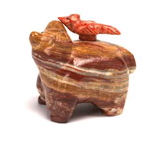 Hayes Leekya, Bear with Bird, Onyx by Hayes Leekya  Image: Hayes Leekya, Bear with Bird, Onyx