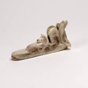 Maxx Laate, Canoe Figure with dogs, Antler by Maxx Laate  Image: Maxx Laate, Canoe Figure with dogs