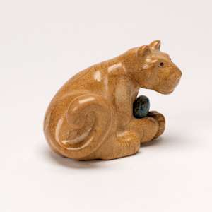 Orin Eriacho, Mt. Lion with Ball, Travertine by Orin Eriacho  Image: Orin Eriacho, Mt. Lion with Ball, Travertine
