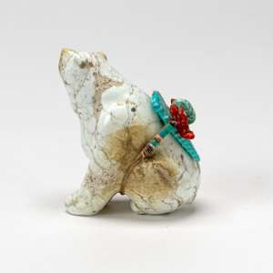 Fred Bowannie: Seated Bear with Bundle, Magnesite by Fred Bowannie (1950-)  Image: Fred Bowannie: Seated Bear with Bundle, Magnesite