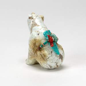 Fred Bowannie: Seated Bear with Bundle, Magnesite by Fred Bowannie (1950-)  Image: Fred Bowannie: Seated Bear with Bundle, Magnesite