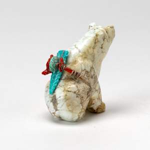 Fred Bowannie: Seated Bear with Bundle, Magnesite by Fred Bowannie (1950-)  Image: Fred Bowannie: Seated Bear with Bundle, Magnesite