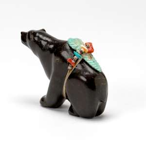Fred Bowannie: Bear, Black Agate with offering bundle by Fred Bowannie (1950-)  Image: Fred Bowannie: Bear, Black Agate with offering bundle