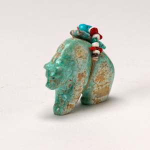 Fred Bowannie: Bear (2010) Turquoise with offering bundle  Image: Fred Bowannie: Bear (2010) Turquoise with offering bundle