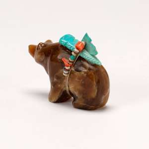 Fred Bowannie, Bear with offering Bundle, Calcite by Fred Bowannie (1950-)  Image: Fred Bowannie, Bear with offering Bundle, Calcite