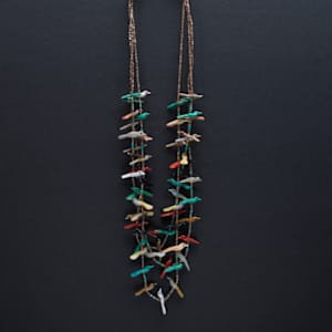 1970s Multi Stone Bird Fetish Necklace by George Haloo Chee Chee