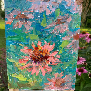 Echinacea by Maggie Capettini  Image: On the easel in the artist's garden