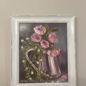 Pink Roses In Water Pitcher by Michelle Blackmon