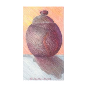 Bowls I by Helena Kuttner-Giasson  Image: Bowls I Still Life Drawing color pencil drawing with acrylic ink washes of a wooden bowl