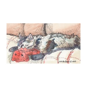 Bear Nap Cat Painting by Helena Kuttner-Giasson 