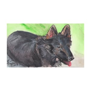 German Shepherd Dog Portrait Painting by Helena Kuttner-Giasson