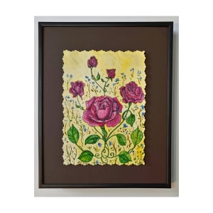 Burgundy Roses Floral Watercolor Painting by Helena Kuttner-Giasson 