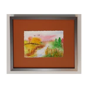 Autumn River Watercolor Landscape Painting by Helena Kuttner-Giasson 
