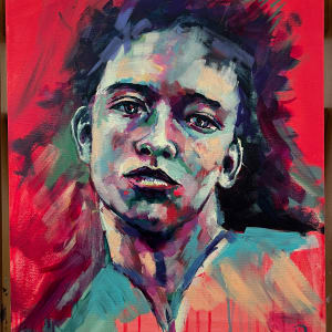 Young Man by Carolyn Wonders  Image: Young Man on easel 