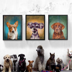Princess Chop Licker by Carolyn Wonders  Image: My angels on a wall with doggos