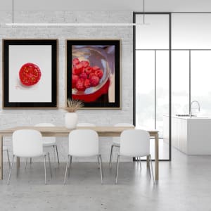 Summer Tomato by Carolyn Wonders  Image: "Raspberry Essence" and "Summer Tomato" on a Wall in a dining room