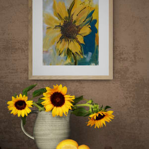 Sunflower with Blue by Carolyn Wonders  Image: Sunflower in Blue on the wall