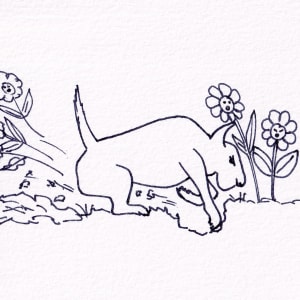 2022 Bad Dog Digging in the Flower Border by Paula Jobson