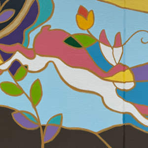 Lemon Gulch Trail Mural (Paint Parker Murals) by LDS Women's Conference  Image: Spanning an impressive 233 feet, this mural was designed by artist Janae Coy (pictured left of Cultural Director Carrie Glassburn), who incorporated themes of nature to represent the visual expression of neighborly love. After Coy outlined the design and color coded them by number, the mural came to life with the help of more than 175 women and girls from 13 congregations from The Church of Jesus Christ of Latter-Day Saints.