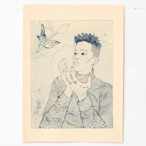 Ahmie and her Bird - No Color by Rose Jaffe