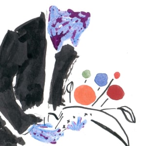 010home-105eblow (Purple faced man holding flowers by Sarah Jane Lapp 