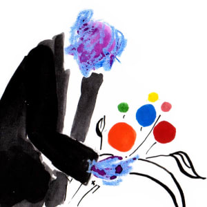 010home_11-touc Man touching flowers by Sarah Jane Lapp 