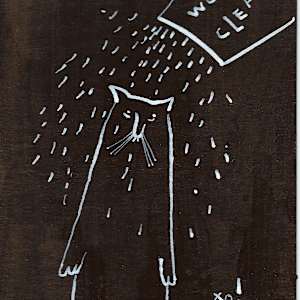 Worry Cleanse Cat - original painting by Sarah Jane Lapp